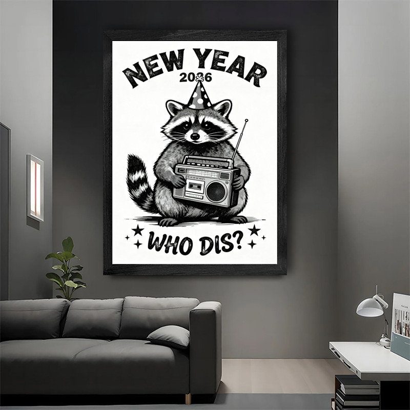 Reproduction d'art fantaisiste rétro encadré noir 2026, H 11 po x l 9 po