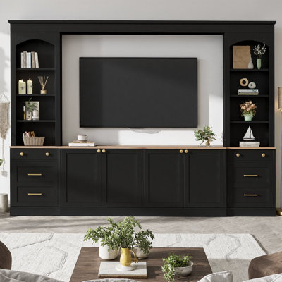 All-in-One TV Console with Adjustable Shelves, Entertainment Center Wall Unit with Drawers