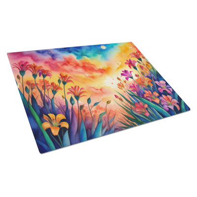 Alstroemerias in Colour Glass Cutting Board Large