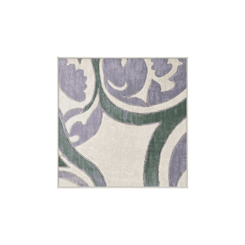 Tapis beige soyeux et moelleux, Carré 8 pi