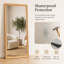 Miroir moderne pleine longueur de 70 po x 31 po avec cadre d'aspect bois ps, verre incassable, montage mural ou incliné-888870255