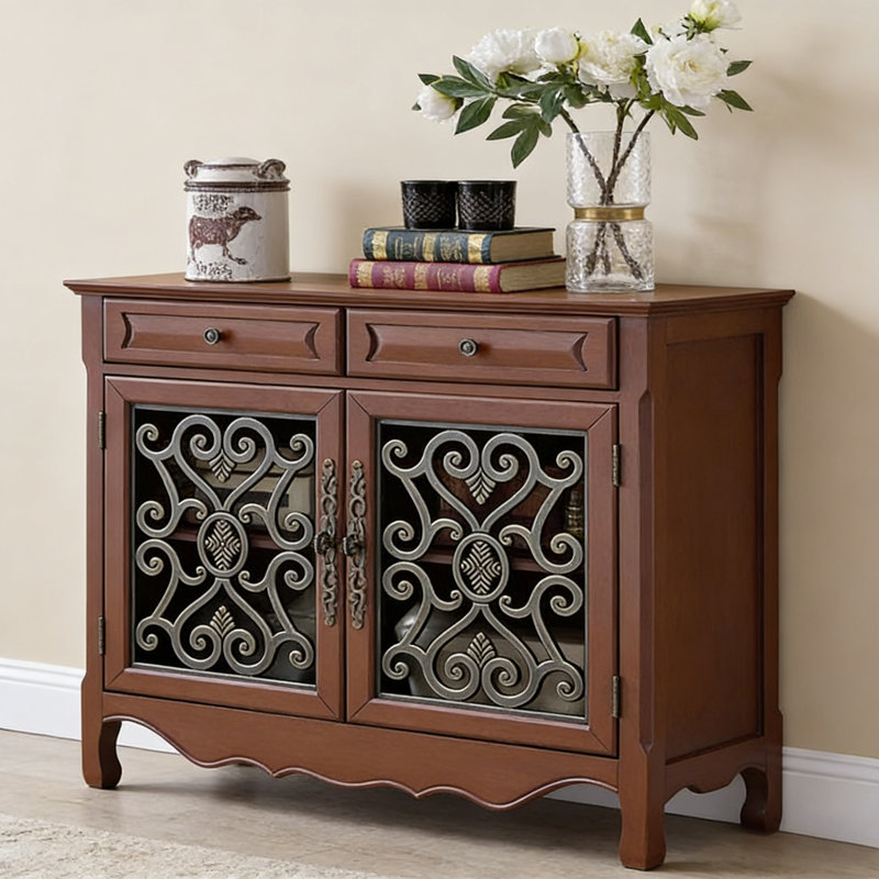 American-style country-style side cabinet, Dark Brown