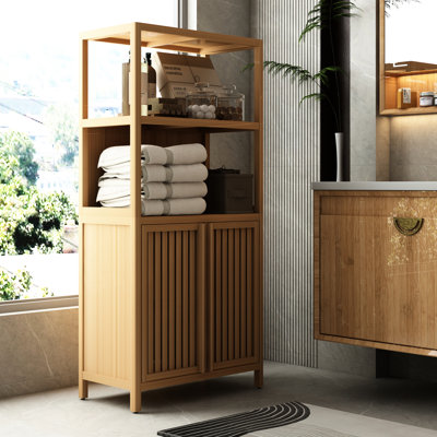 Armoire à linge de chambre à coucher - Fermeture magnétique de la porte, gardez votre literie fraîche et organisée avec 2 portes pour organiser les fournitures de salle de lavage de couleur neutre