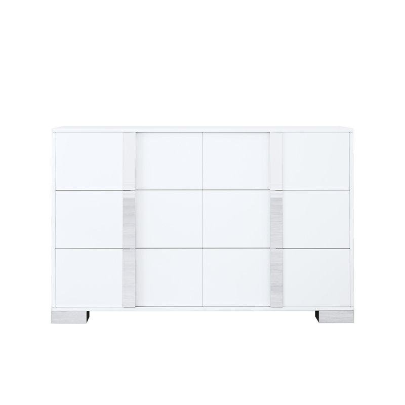 Commode élégante avec poignée en métal, Blanc