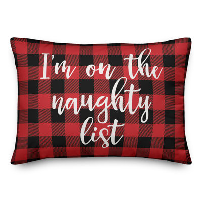  «I'm on the Naughty List in Buffalo», coussin lombaire à carreaux