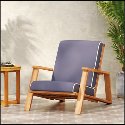 Fauteuil club moderne Adirondack - bois d'acacia avec coussin - lattes horizontales résistantes aux intempéries