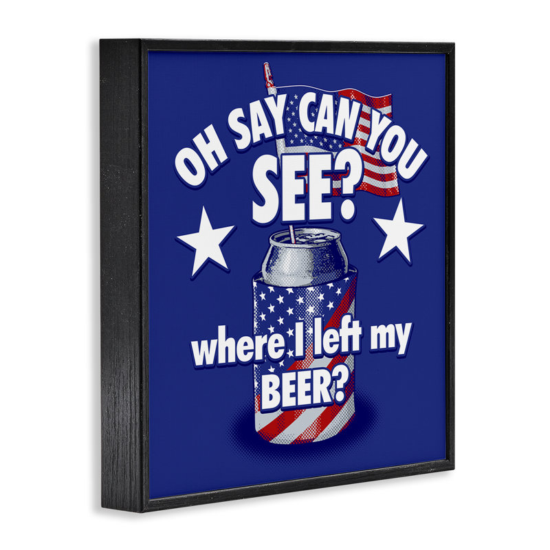 Drôle de bière patriotique encadrée par Jedco Brands, Inc., H 24 po x l 24 po, Giclée encadrée noir minuit