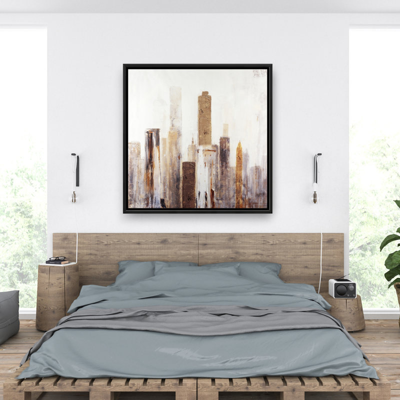 «Abstract Earthy Tones City», décor sur toile encadré moderne
