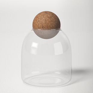 Cork Ball Glass Storage Jar With Optional Personalised White