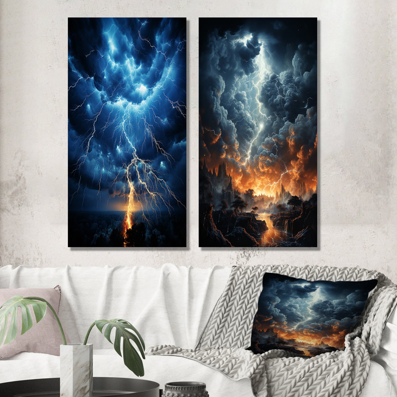«Lightning Dynamic Illumination» - 2 pièces, Toile tendue, H 32 po x l 32 po
