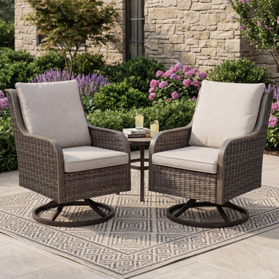 Boho Outdoor Swivel Chair with Weather-Resistant Cushions