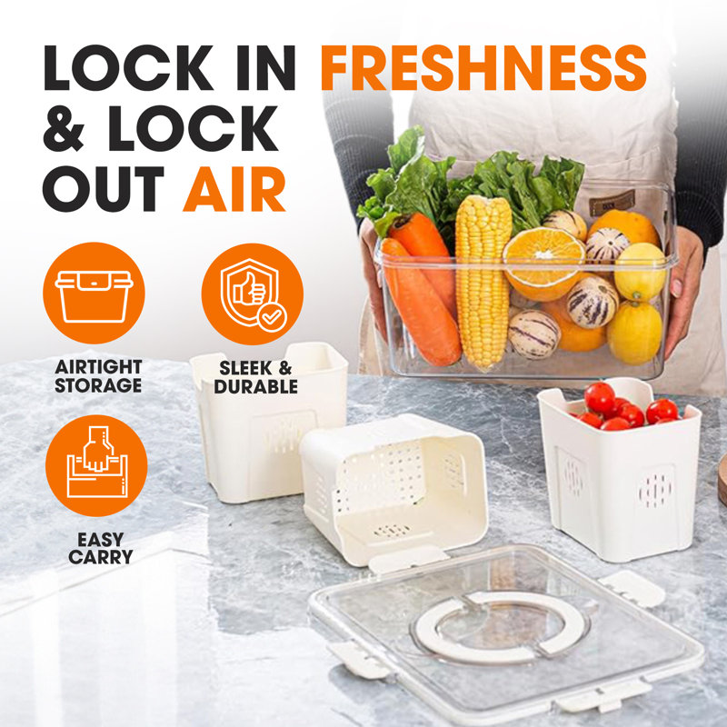 Contenants hermétiques pour aliments avec 4 passoires amovibles