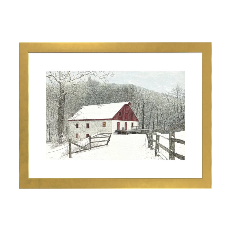 Grist Mill par James Redding - reproduction d'art, H 24 po x l 32 po x P 1 po, Papier encadré doré, Blanc