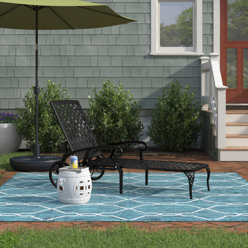 Bauder Outdoor Metal Chaise Lounge, Black