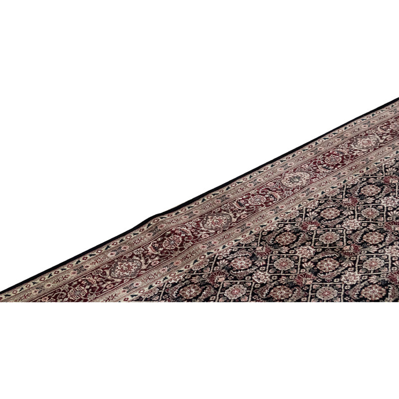 Tapis unique vin / noir / beige noué à la main de haute qualité