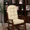 Coussin de chaise berçante d'intérieur à haut dossier avec base antidérapante, sangles et bande élastique 44 po x 19 po x 4 po beige