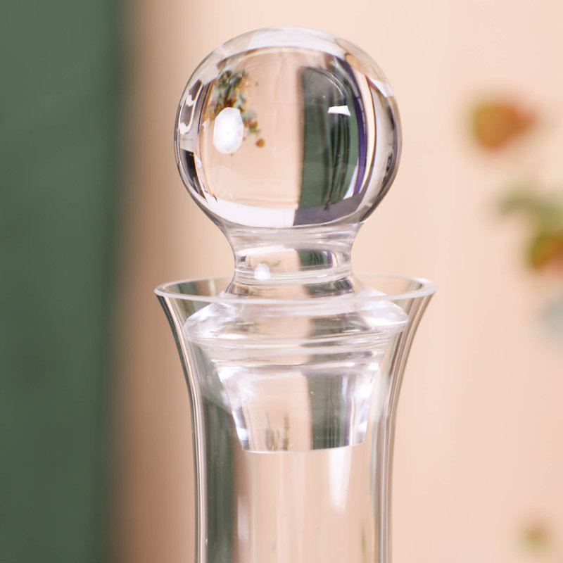 Colbourn Contemporary Wide Based Glass Decanter With Round Stopper