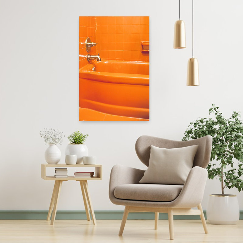 Orange Tub Abstract Contemporary Wall Art Print 1 Piece Wrapped Canvas Wall Art, 91.44cm H x 60.96cm W