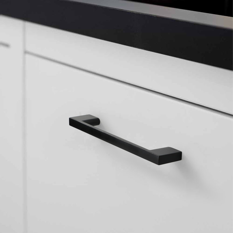Slim Style 3-3/4 in. (96 mm) Center-to-Center Modern Matte Black Cabinet Handle/Pull (5-Pack), Matte Black, 3 3/4"