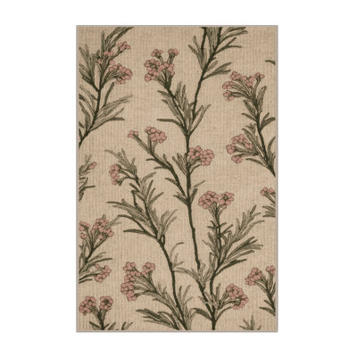 Tapis botanique brun lavable à la machine