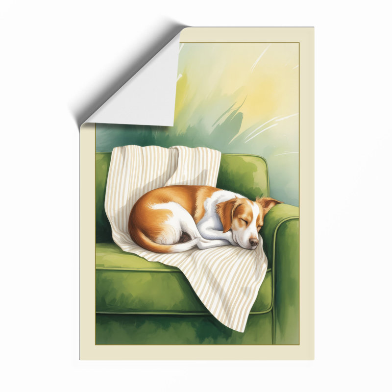 Cosy Cat On Chair Modern - Print, Walnut, A4 - 29.7 x 21.0 cm