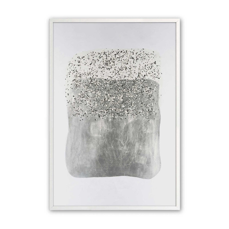 Metallic Rainfall I, 17" H x 13" W, Open Corner Framed, Opaque White