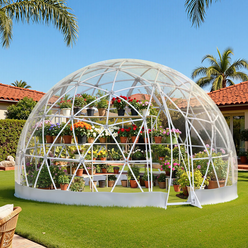 Tente de jardin en forme de dôme avec couvercle en PVC transparent, assemblage rapide, dôme imperméable de style bulle pour patio / cour arrière - convient à 11 à 15 personnes (idéal pour les fêtes et les mariages)