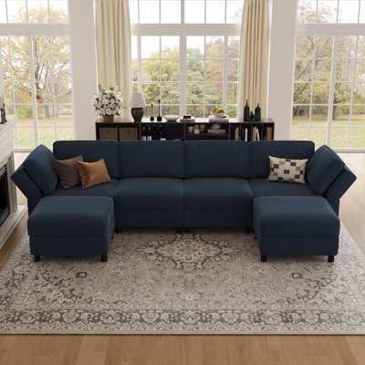 Reversible Modular Sofa & Chaise With Ottoman