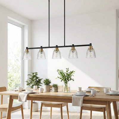 41-inch 5-light Pendant Light Grid Glass