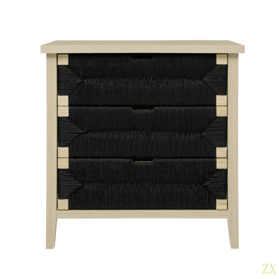 Buffet 3 tiroirs avec tablettes réglables, armoire de rangement avec tiroirs décoratifs en corde tissée à la main pour le salon
