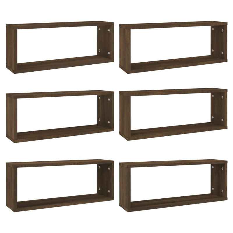 Poulos 6 Piece Floating Shelf, 23cm H x 60cm W x 15cm D, Grey