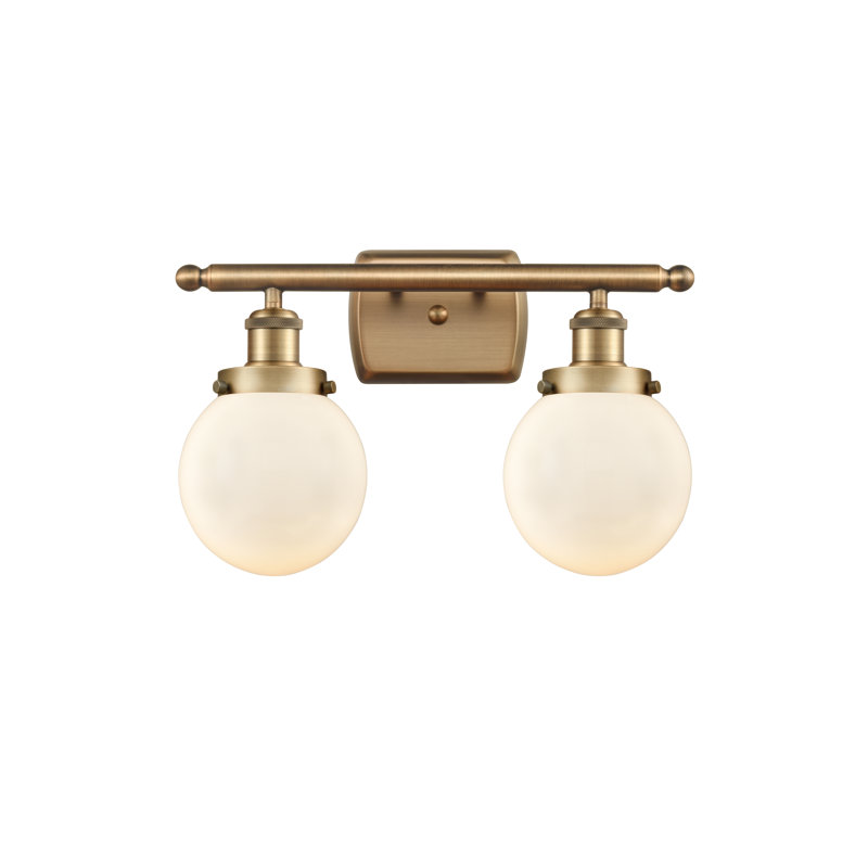 Éclairage pour salle de bain 2 lumières Chippewa, Blanc mat, Laiton brossé, DEL