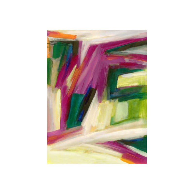 «Tangled fuchsia» par Elena Carlie - impression, Image au pinceau gel, H 54 po x l 40 po x P 1,5 po
