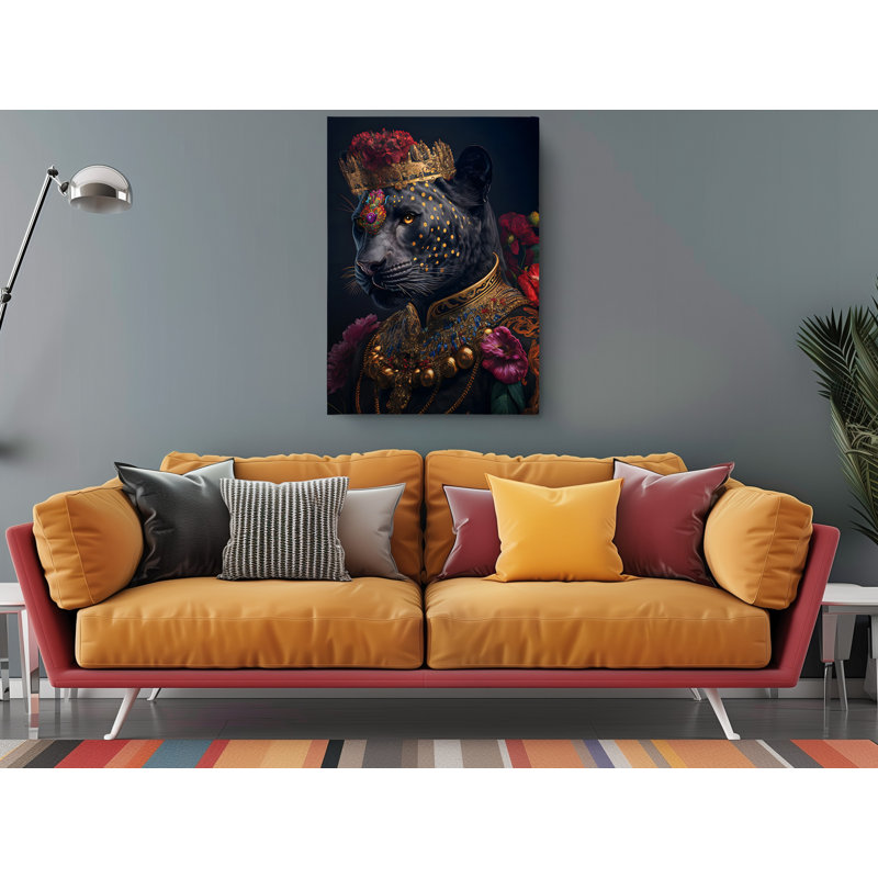 Majesté de la panthère noire sur toile, H 24 po x l 16 po x P 1 po