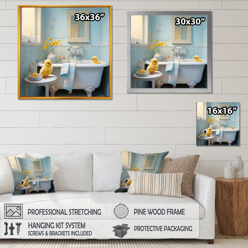 «Yellow Duck Bathroom Dip I - Coyote», reproduction sur toile, H 36 po x l 36 po x P 1,5 po
