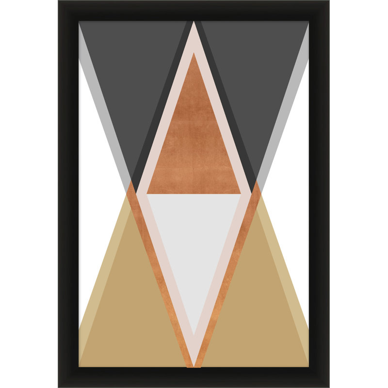 Copper Geometric 1' Framed Graphic Art Print on Glass