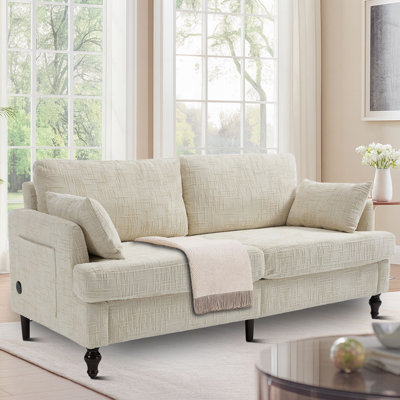 Convertible Sofa with USB Charging, LED Light Strip & Storage Pocket