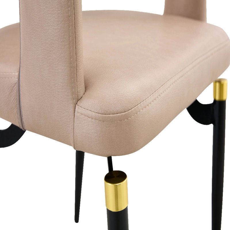 Dixfield Polyurethane Metal Upholstered Back Side Chair, Taupe, 1