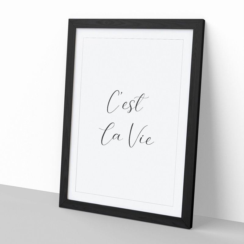 C'est La Vie Typography - Picture Frame Typography, 36cm H x 27cm W x 2cm D, Black Framed