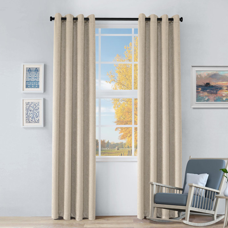 Kinlaw Textured Thermal Polyester Light Filtering Room Darkening Curtain Pair, Midnight Blue, 42" W x 63" L