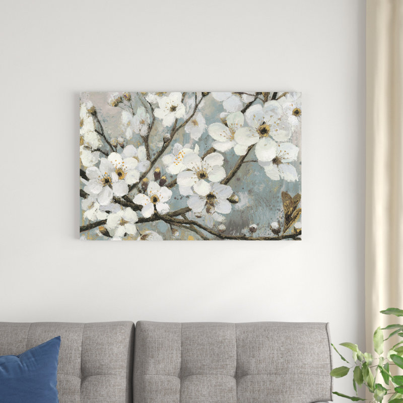 Fleurs de cerisier I - bleu, H 24 po x l 36 po