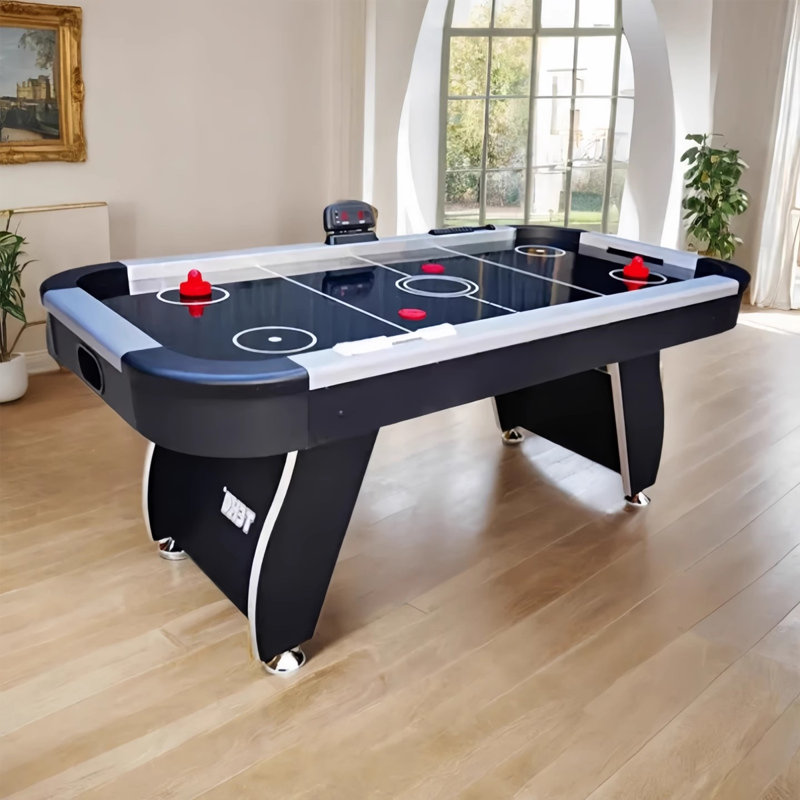 Tables de hockey rectangulaires en bois manufacturé noir et blanc, Noir / blanc