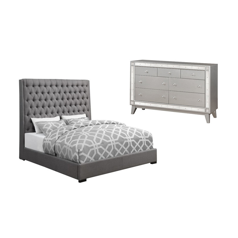 Ensemble de chambre à coucher 2 pièces avec commode Musetta, Très grand