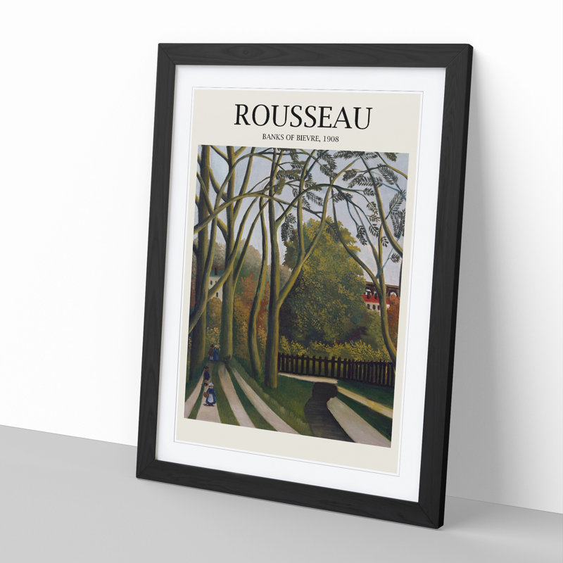The Banks of the Bievre by Henri Rousseau - Picture Frame Painting, Black Framed, 48cm H x 36cm W x 2cm D