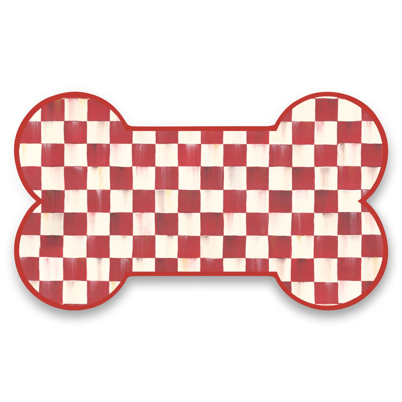 Rosy Check Pup Placemat, Red/White