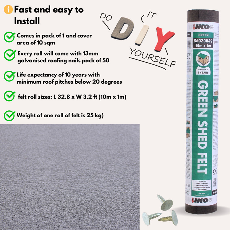 NOVECRAFTO Rust Resistant Compressed Polyester Roof Strengthening Kit, Green