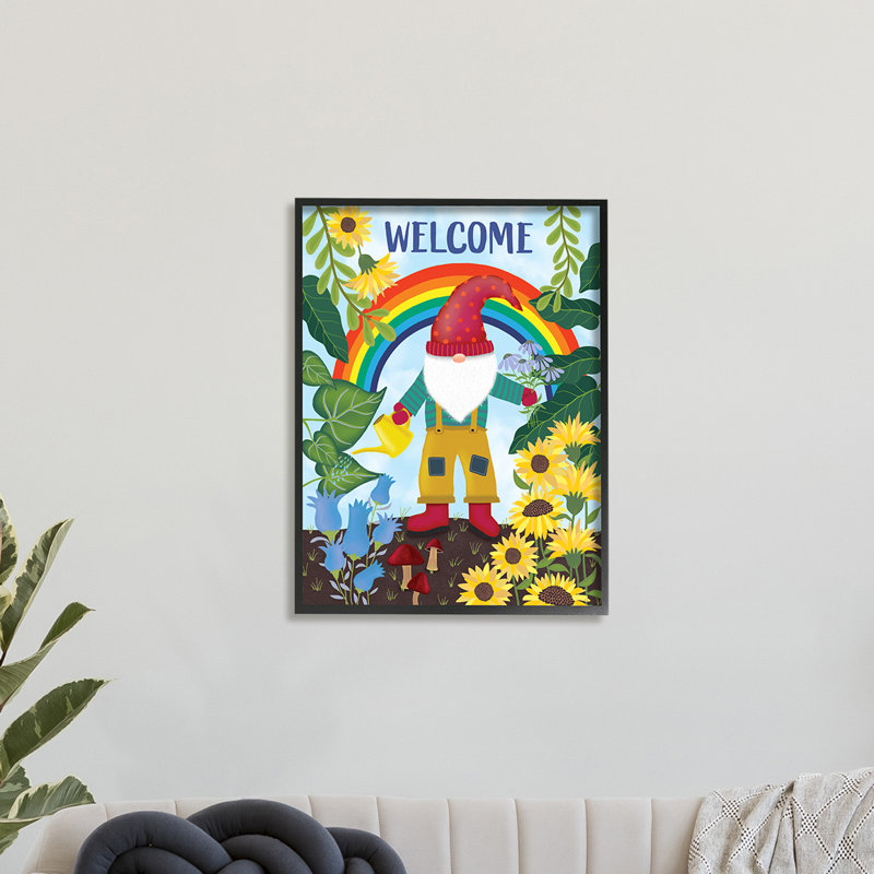 Rainbow Welcome - impression, H 20 po x l 16 po, Giclée encadrée noir minuit