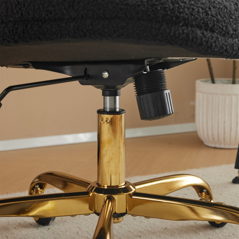Fauteuil de bureau en faux sherpa, Noir