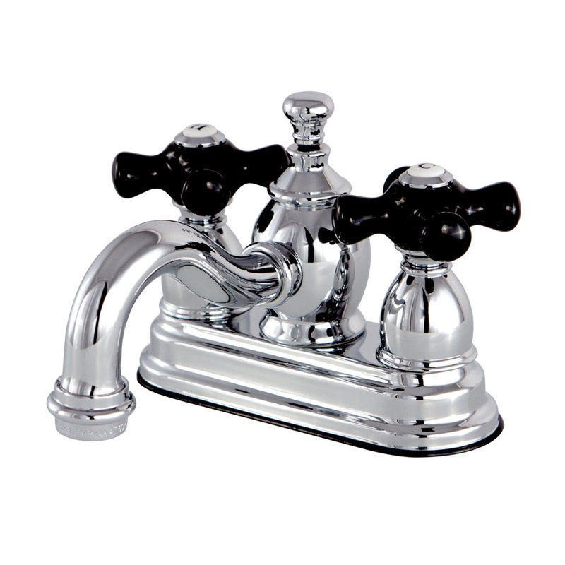 Kingston Brass Duchess Two-Handle 3-Hole Deck Mount 4" Centerset Bathroom Faucet with Brass Pop-Up, Chrome