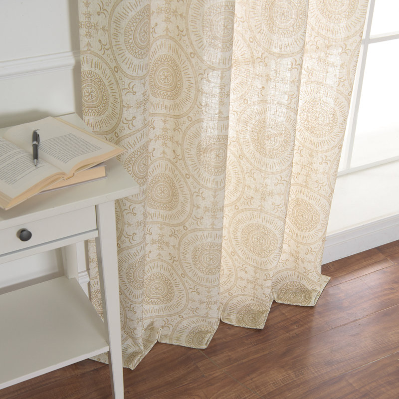 Panneau de rideau simple semi-diaphane avec œillets Hebron, Beige